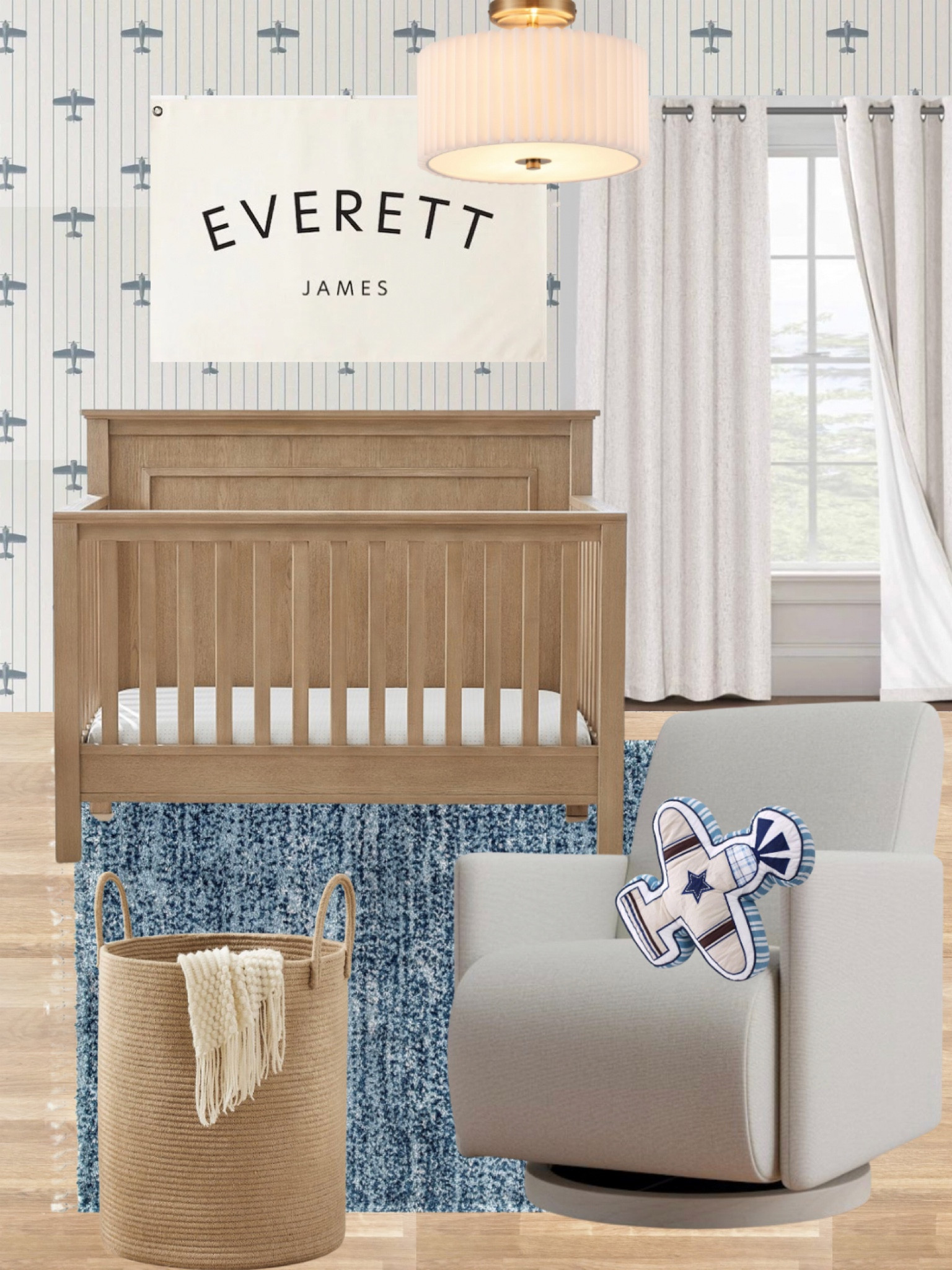 Boys nursery mood board 
Baby boys room, blue and white nursery, neutral nursery room, boys room decor, nursery design ideas, home mood boards, interior design, crib, nursery rug, nursery glider, nursery rocker, wallpaper, nursery wallpaper, Pottery Barn kids, amazon nursery, amazon home, airplane nursery 

#LTKKids #LTKBaby #LTKHome