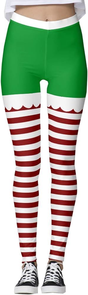 ALBIZIA Women's Satan Cluas Ugly Christmas Xmas Leggings Funny Costume Tights | Amazon (US)