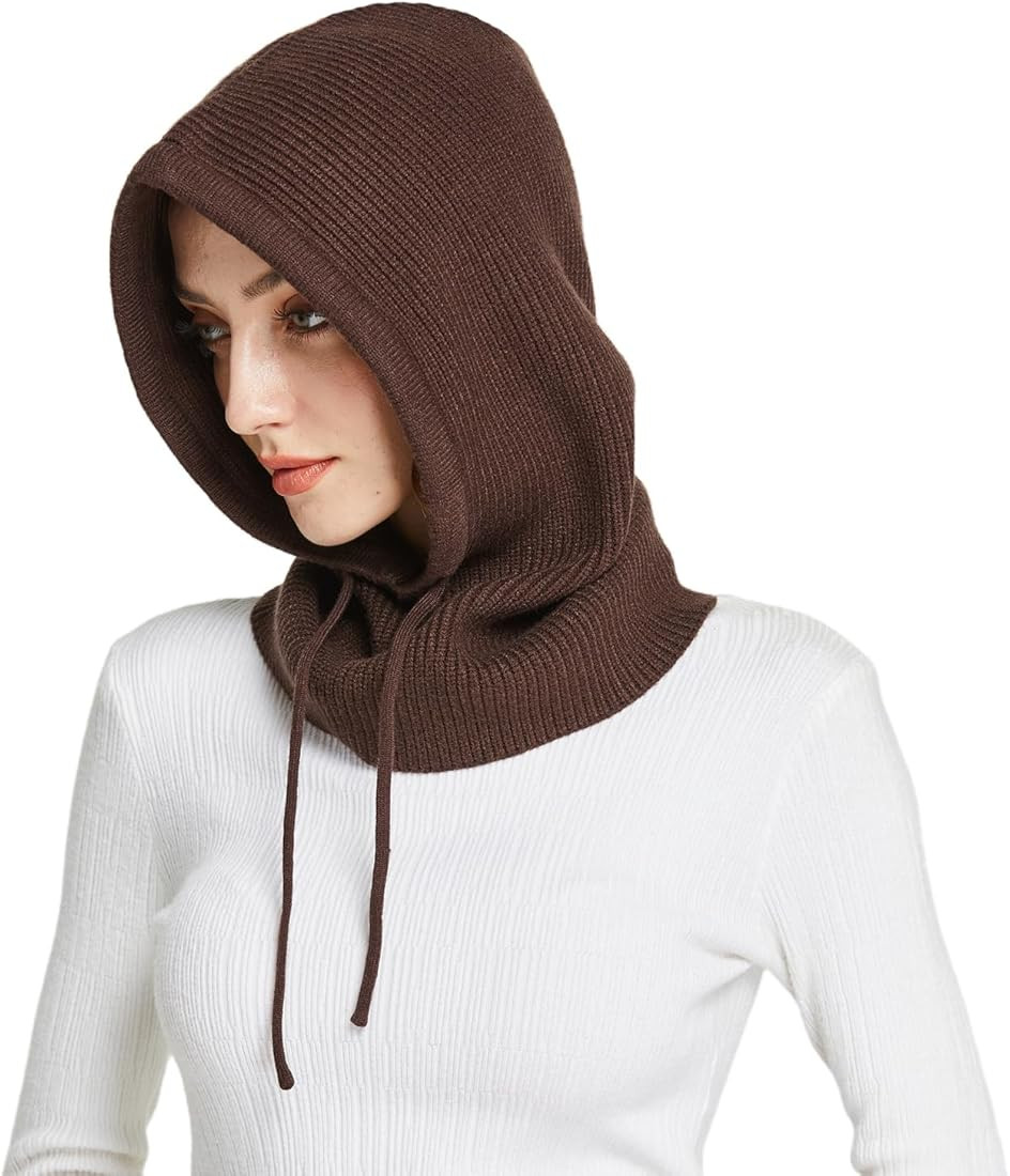 Facecozy Winter Hats for Women, Wool Blend Hooded Scarf Hat for Women Balaclava Knit Skull Cap Be... | Amazon (US)