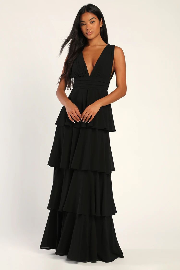 Amazing Evening Black Tiered Maxi Dress | Lulus