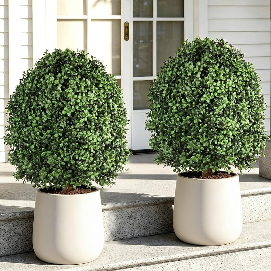 Apexion 2 Set 27" Artificial Boxwood Topiary Ball Plants UV Resistant | Amazon (US)