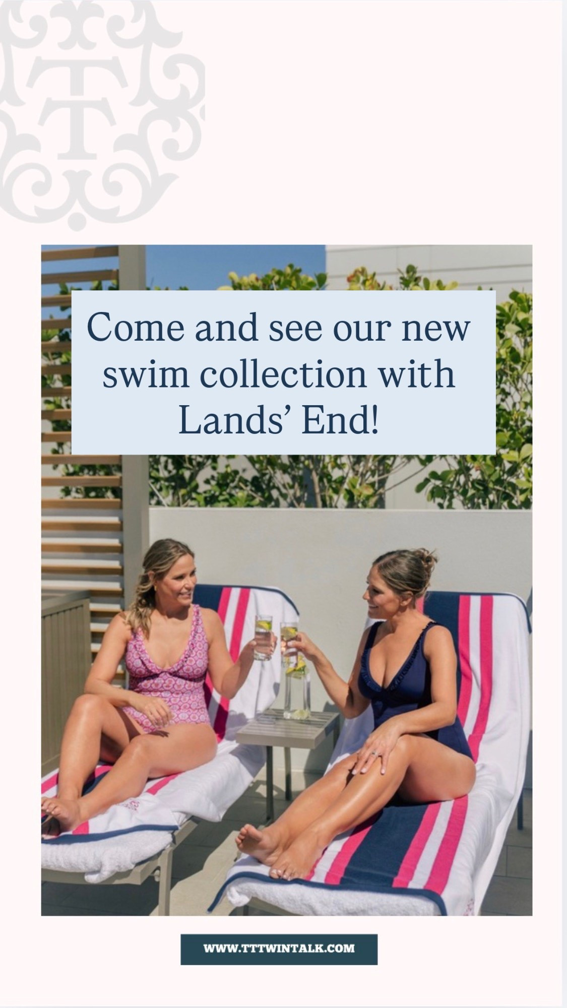 We grew up on Lake Michigan, swimming, boating, sun bathing, playing in the sand, completely unbothered. No one was thinking about how they looked in a bathing suit — we were just living.

Somewhere along the way, that changed. For a lot of us, it did. 💙

So when Lands’ End came to us and said - we want you to design a collection, and we want your daughters there too - something shifted. Like a full circle moment we didn’t even know we needed.

We’ve spent the last few years building T and T Twin Talk around one simple belief: that women over 50 don’t disappear. We show up. We take up space. We still want to feel beautiful at the water’s edge.

These suits came from that place. Every single design decision.

And a portion of proceeds goes to @thepinkfund — because, like us, too many women have fought battles that had nothing to do with how they looked in a swimsuit, and everything to do with just being here.

We’re still processing that this is our life now. 

Genuinely.
🩷💙🩷💙,
Tiffany and Tegan

#LTKOver40 #LTKMidsize #LTKdayinmylife