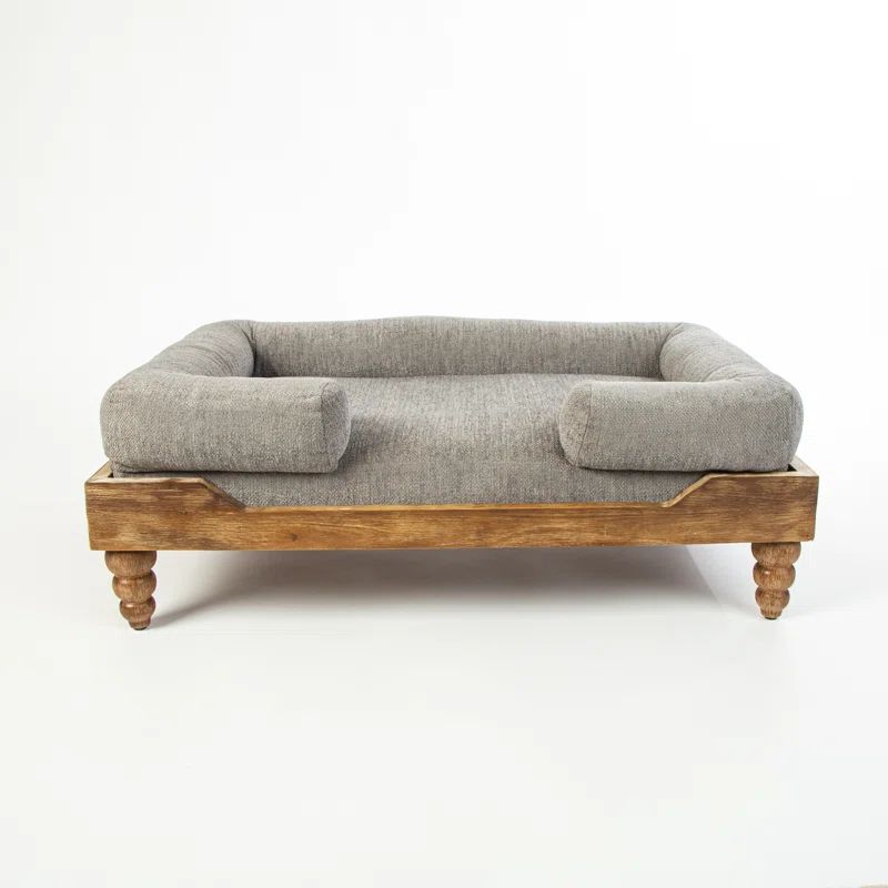 Acacia Wood Dog Bed With Washable Cushion | Wayfair North America