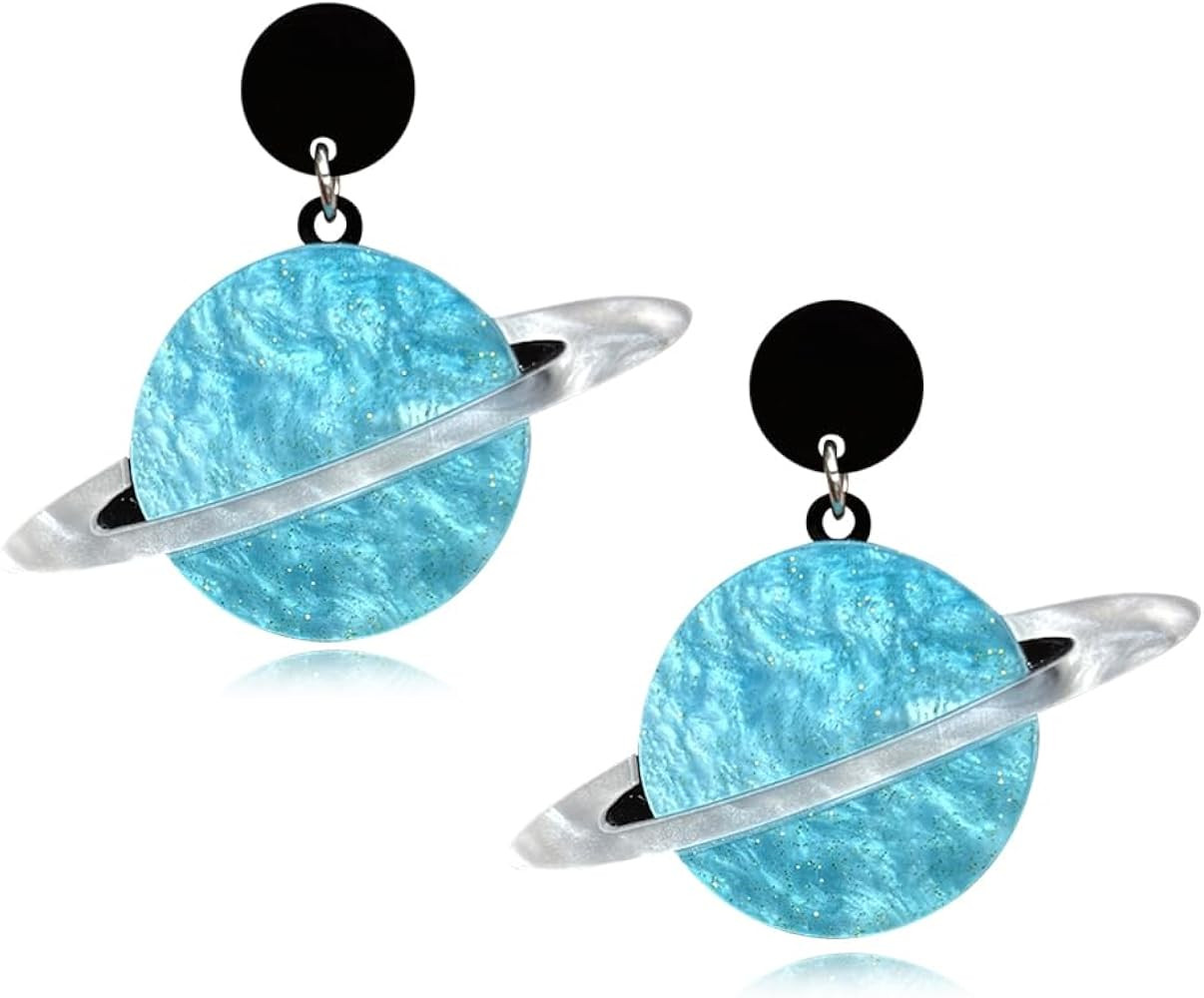 Unique Handmade Creative Acrylic Planet Universe Drop Dangle Earrings Chic Lightweight Creative A... | Amazon (US)
