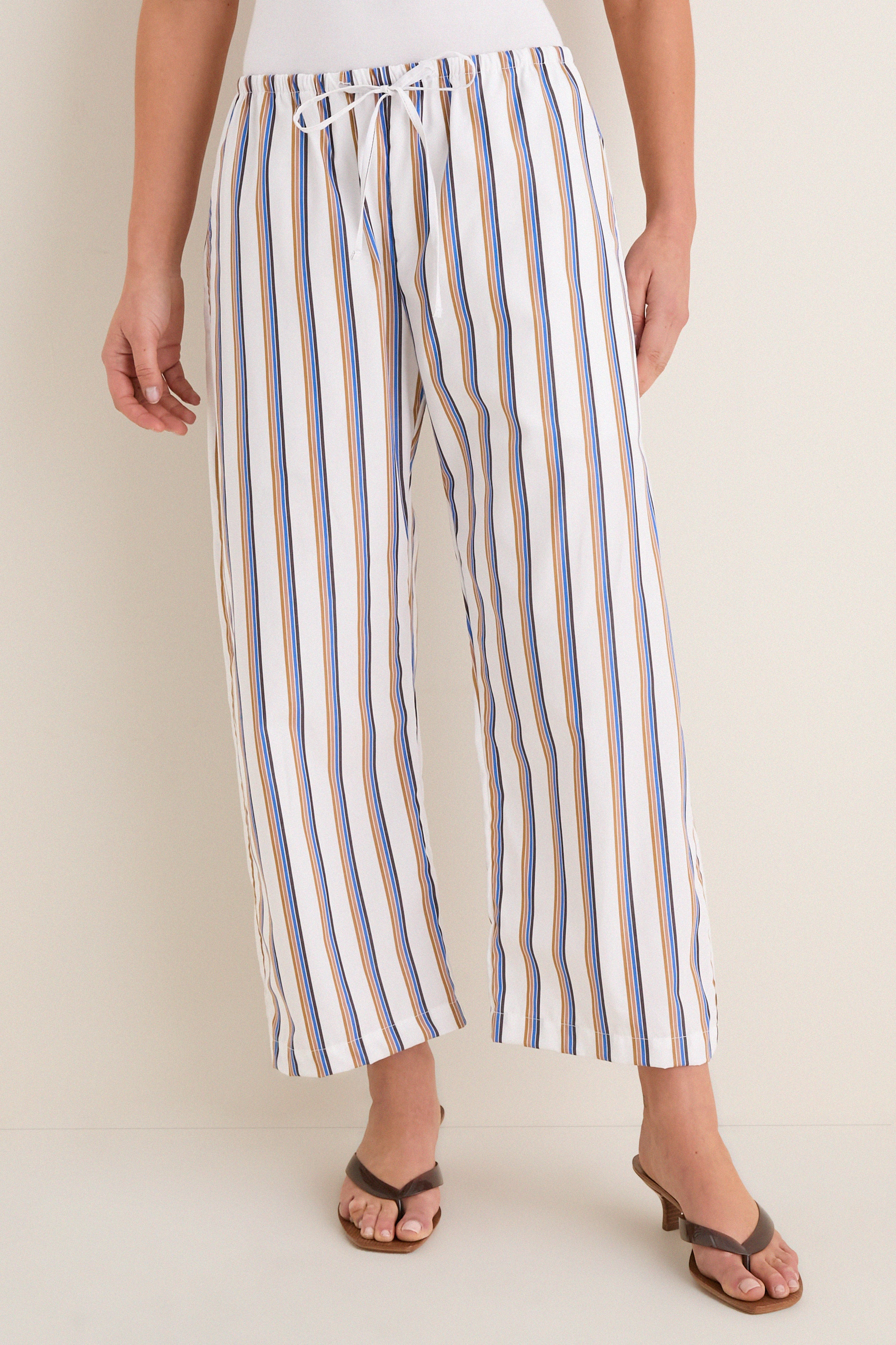 Parch Choco and Blue Yoshi Stripe Crop Drawstring Pants | Tuckernuck (US)