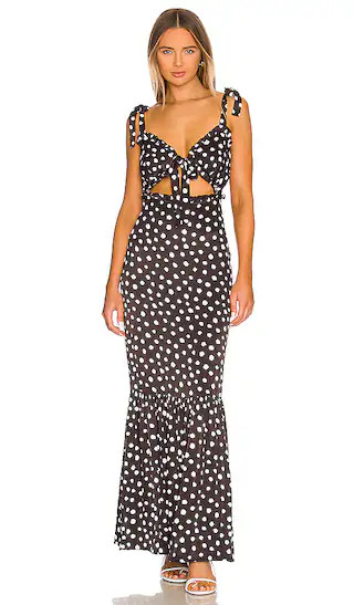 Fiammetta Maxi Dress in Black & White Dot | Revolve Clothing (Global)
