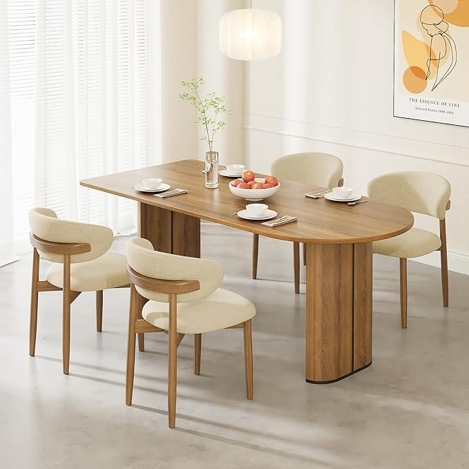 Amazon.com - LEVELEVE Wooden Dining Chairs Set of 4,Farmhouse Kitchen Chairs with Curved Back,Mod... | Amazon (US)