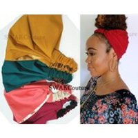 Satin Lined Wide Headband, Solid Color Pineapple Bun Wrap, Yoga Fitness Protective style head scarf  Choose Your Color | Etsy (US)