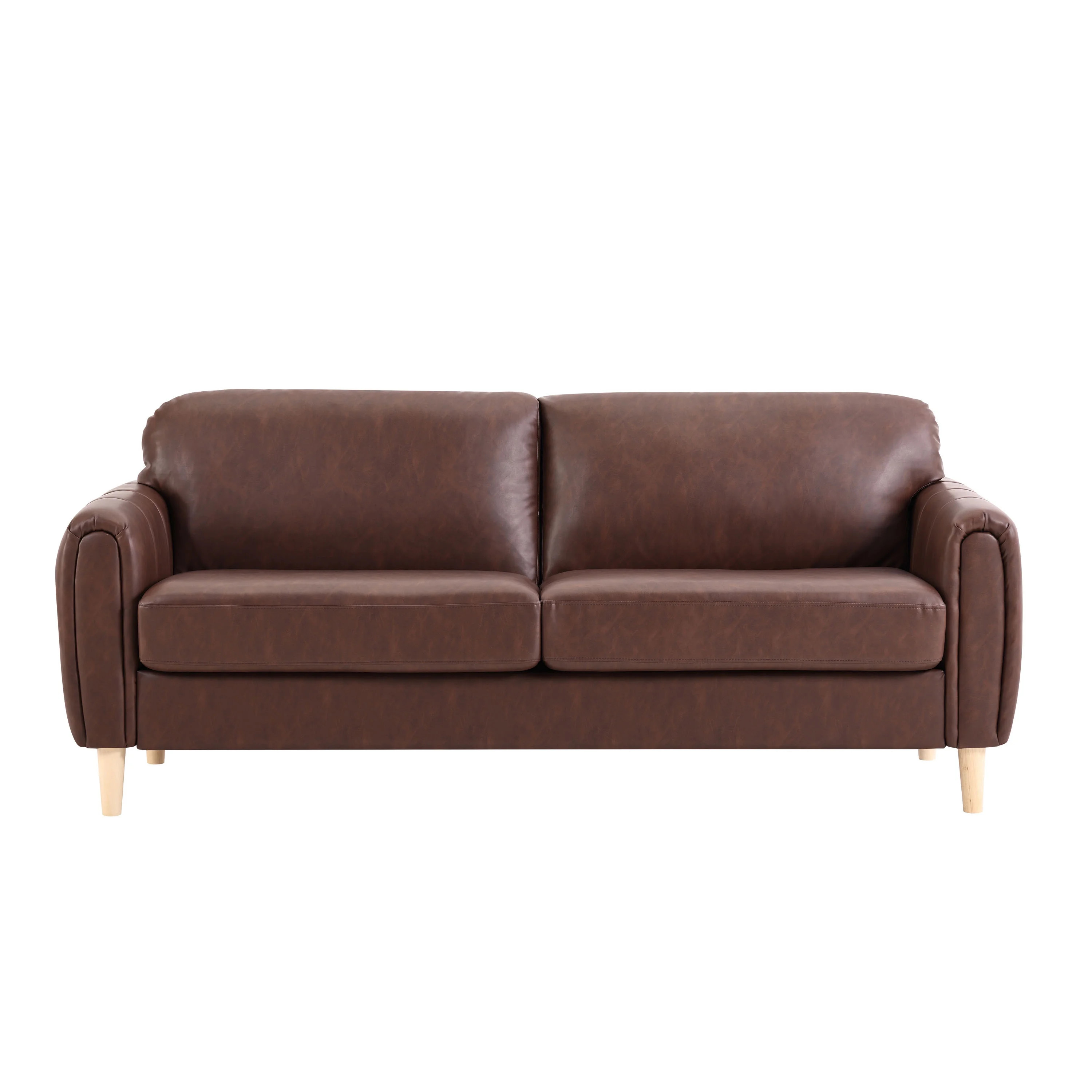 Serta Darby Transitional Stationary Sofa, Brown Faux Leather | Walmart (US)
