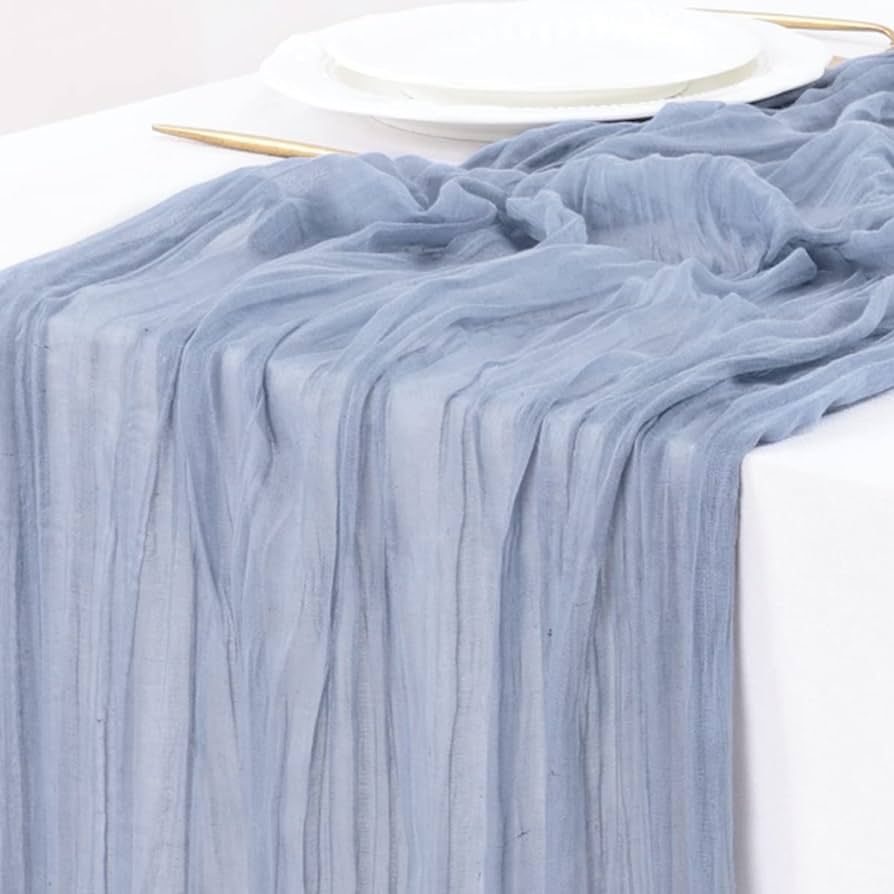 Socomi Cheesecloth Table Runner 10ft Gauze Boho Rustic Dusty Blue Cheese Cloth Table Runner for B... | Amazon (US)