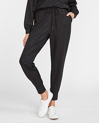 High Waisted Croc Embossed Joggers Black Women's S | Express
