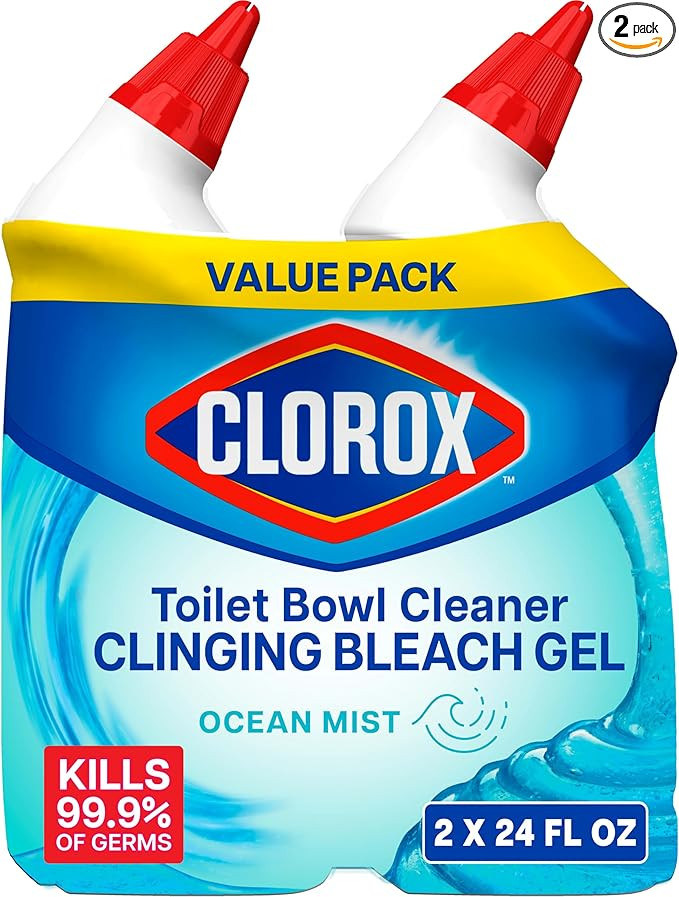 CLOROX Toilet Bowl Cleaner Clinging Bleach Gel, Ocean Mist, 24 Fl Oz, Pack of 2 (Package May Vary... | Amazon (US)