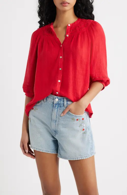Rails x Giadzy Theia Button-Up Top in Tomato at Nordstrom, Size X-Small | Nordstrom