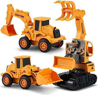 CHUCHIK Set of 3 Friction Power Transforming Construction Toys Vehicles Truck for Toddlers Age 2-... | Amazon (US)
