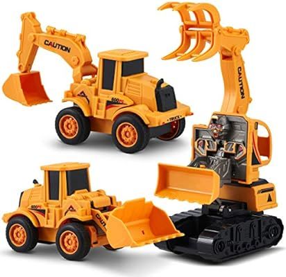 CHUCHIK Set of 3 Friction Power Transforming Construction Toys Vehicles Truck for Toddlers Age 2-... | Amazon (US)