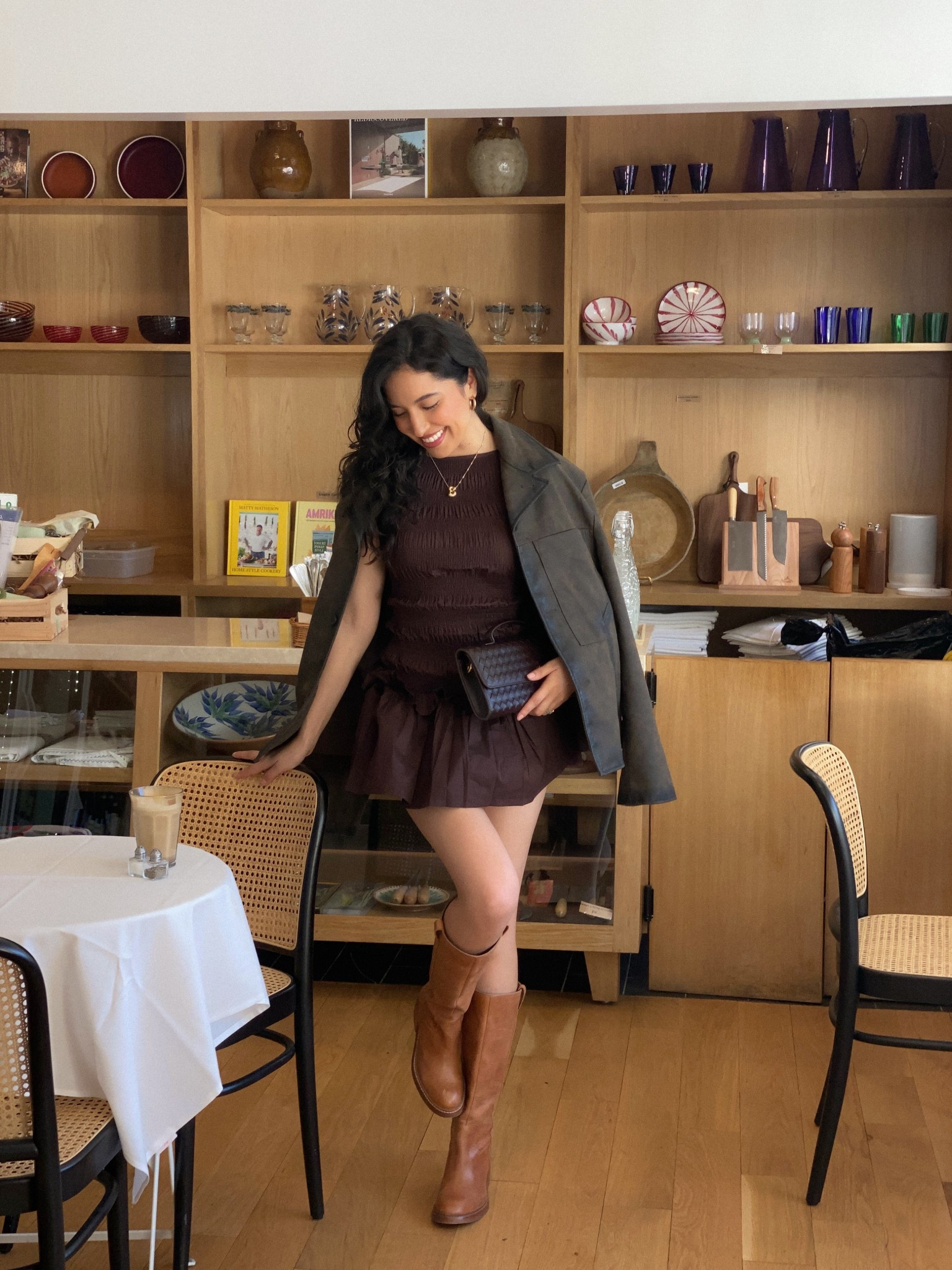 Zara oversized brown faux leather jacket (linked similar) peppermayo brown mini dress, dolce vita brown boots 

#LTKStyleTip #LTKShoeCrush #LTKFindsUnder100
