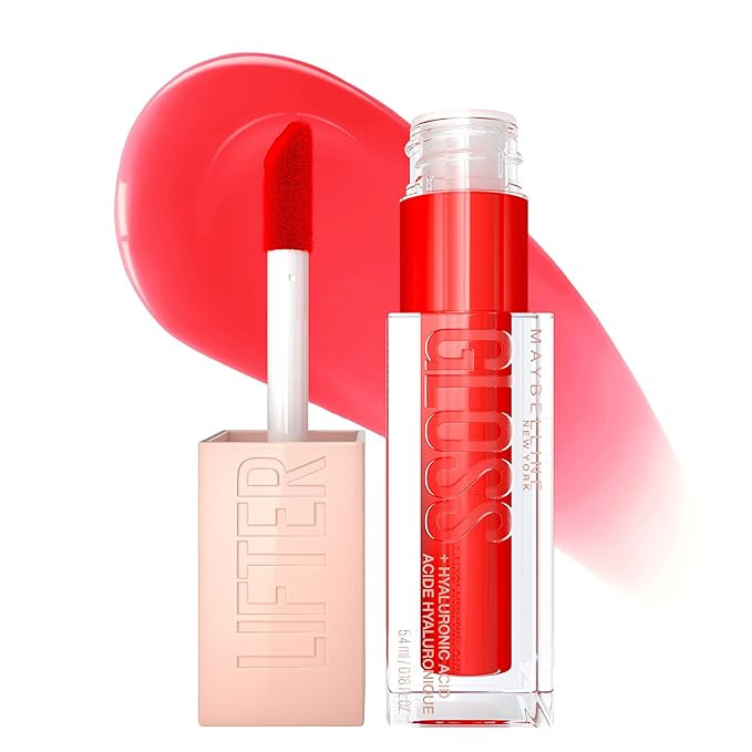 Maybelline New York Lifter Gloss Hydrating Lip Gloss with Hyaluronic Acid, Sweetheart, Sheer Red,... | Amazon (US)