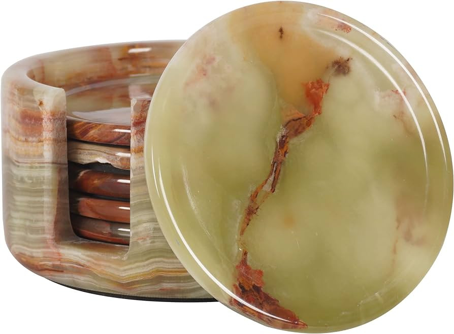 Radicaln Marble Coasters for Drinks 3.5" Inches Green Onyx Handmade Round Coaster Set Office Coas... | Amazon (UK)