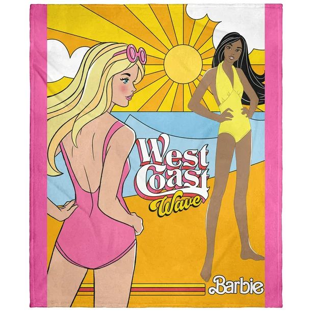 Mattel Barbie West Coast Wave Beach Nikki Plush Soft Throw Blanket Wall Scroll | Walmart (US)