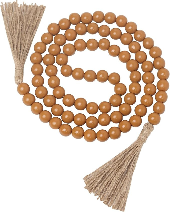 DECORKEY Farmhouse Wood Beads Garland Decor, 58 Inch Wooden Beads for Boho Home Decor with Tassel... | Amazon (US)