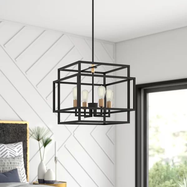 Dewees 4 - Light Candle Style Rectangle / Square Chandelier | Wayfair North America