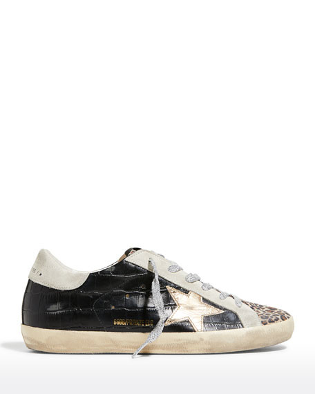 Golden Goose Super Star Croc & Leopard-Print Low-Top Sneakers | Neiman Marcus