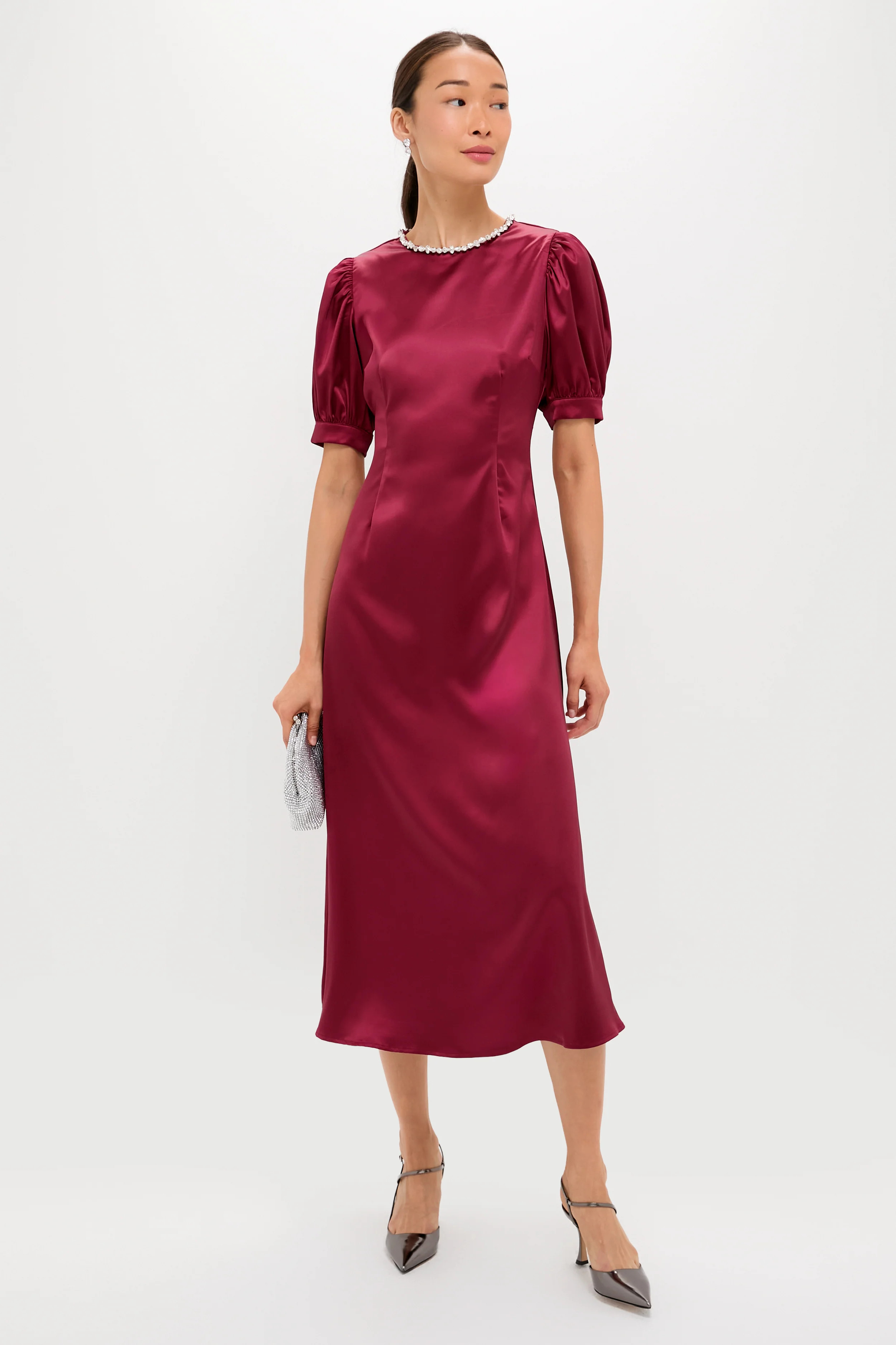 Oxblood Embellished Sappho Midi Dress | Tuckernuck (US)
