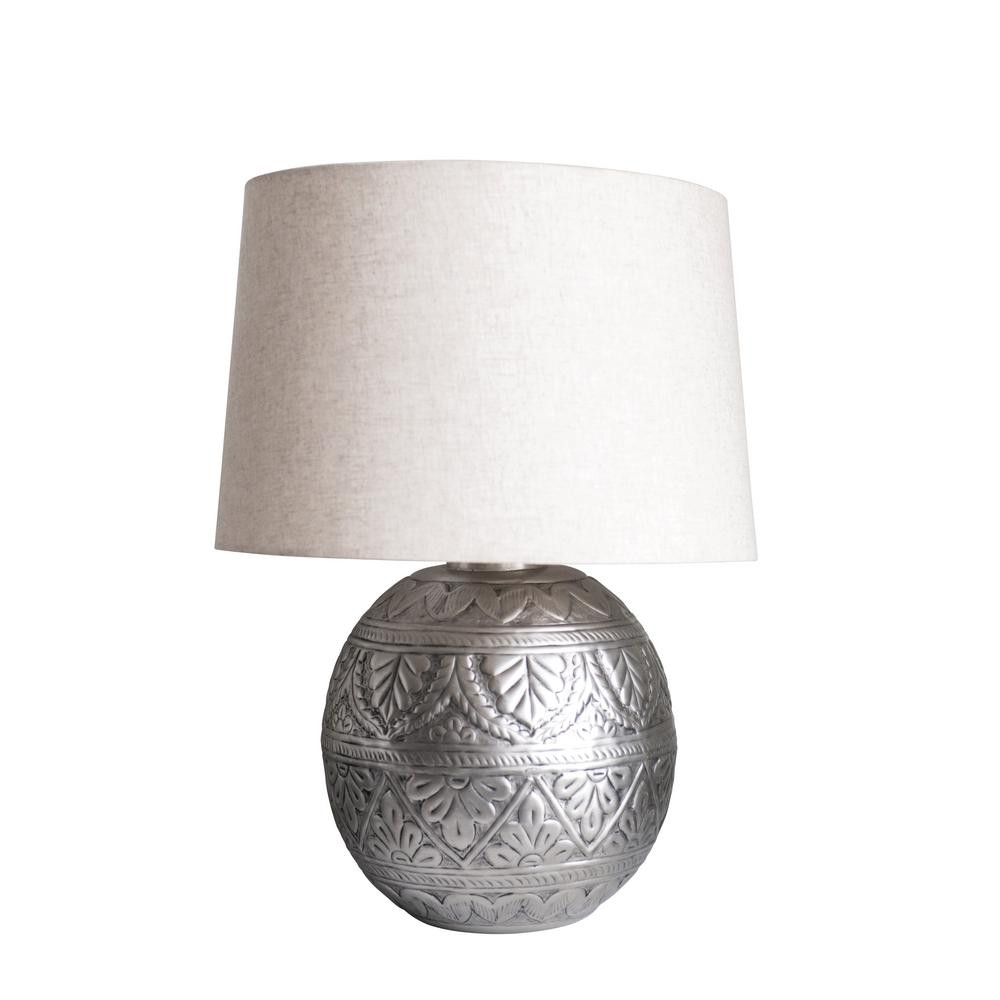 3R Studios 26 in. Silver Table Lamp with Linen Shade | The Home Depot