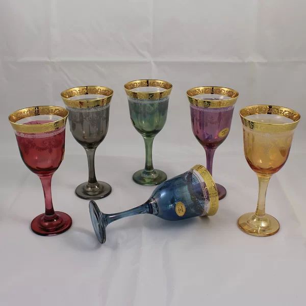 Veneziano Corona 9 oz. Glass Goblet (Set of 6) | Wayfair North America