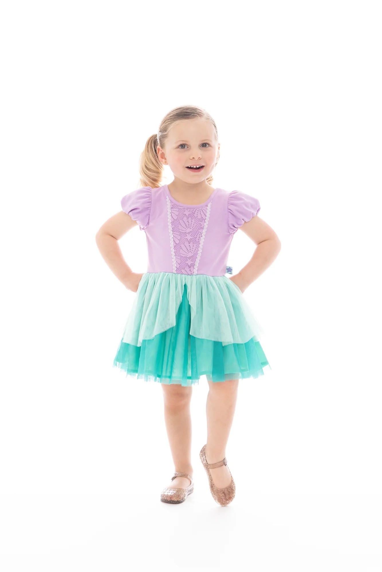 Disney Princess Toddler Girls Little Mermaid Cosplay Dress with Puff Sleeves, Sizes 12M-5T | Walmart (US)