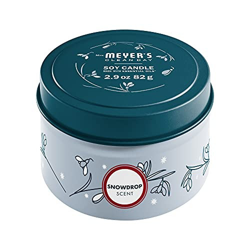 MRS. MEYER'S CLEAN DAY Soy Tin Candle, 12 Hour Burn Time, Made with Soy Wax and Essential Oils, Snowdrop, 2.9 oz | Amazon (US)