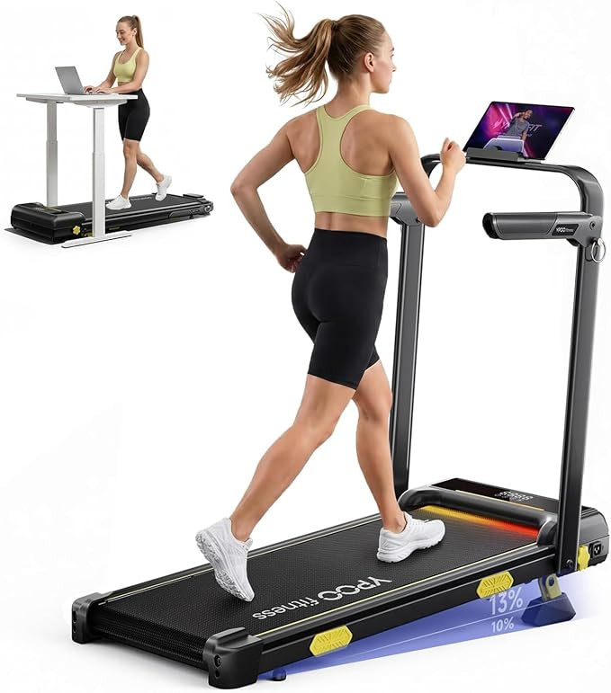 YPOO 13% Incline Treadmill, Walking Pad Treadmill with Handle Bar, Portable Folding Walking Tread... | Amazon (US)