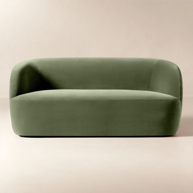 Gwyneth 68"" Sage Green Velvet Loveseat | CB2