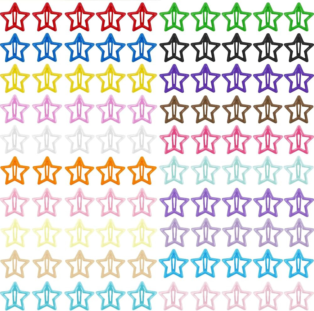 SAOROPEB Star Hair Clips Multicolor 2000s Y2K Hair Accessories-100PCS 1.18" | Amazon (US)