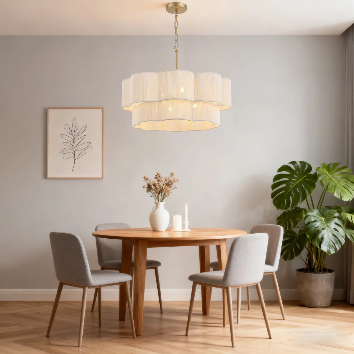 23.2" 6-Light Scalloped Rope Drum Chandelier | Wayfair North America