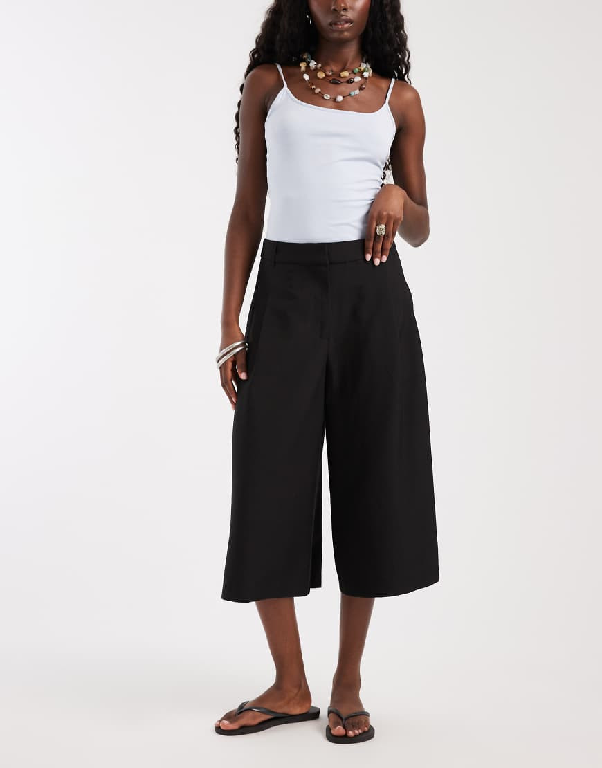 ASOS DESIGN Tailored high waist culotte trousers in black | ASOS (Global)