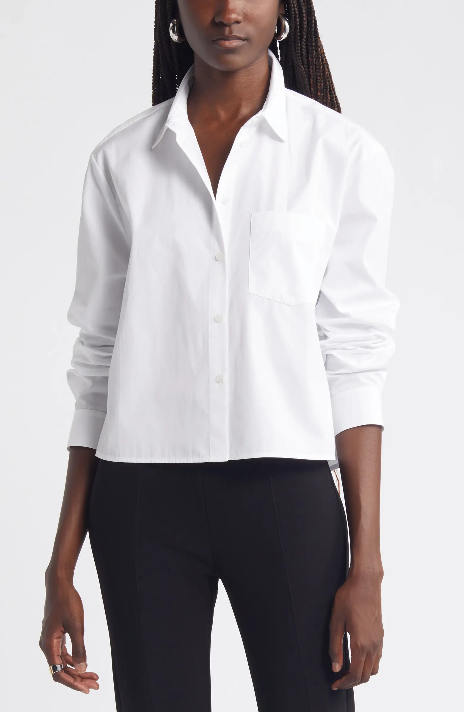 Crop Cotton Poplin Button-Up Shirt | Nordstrom