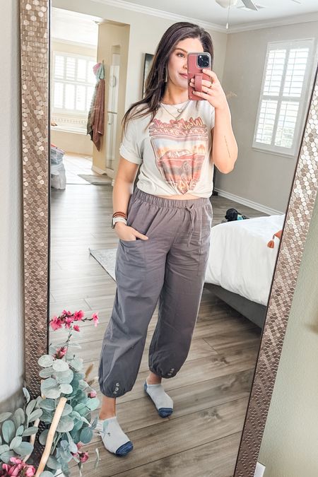 Midweek look. 
Super cosy lantern pants. Adorable button detail and perfect for lounging. These can easily be dressed up too! 

#LTKOver40 #LTKFindsUnder50 #LTKFindsUnder100