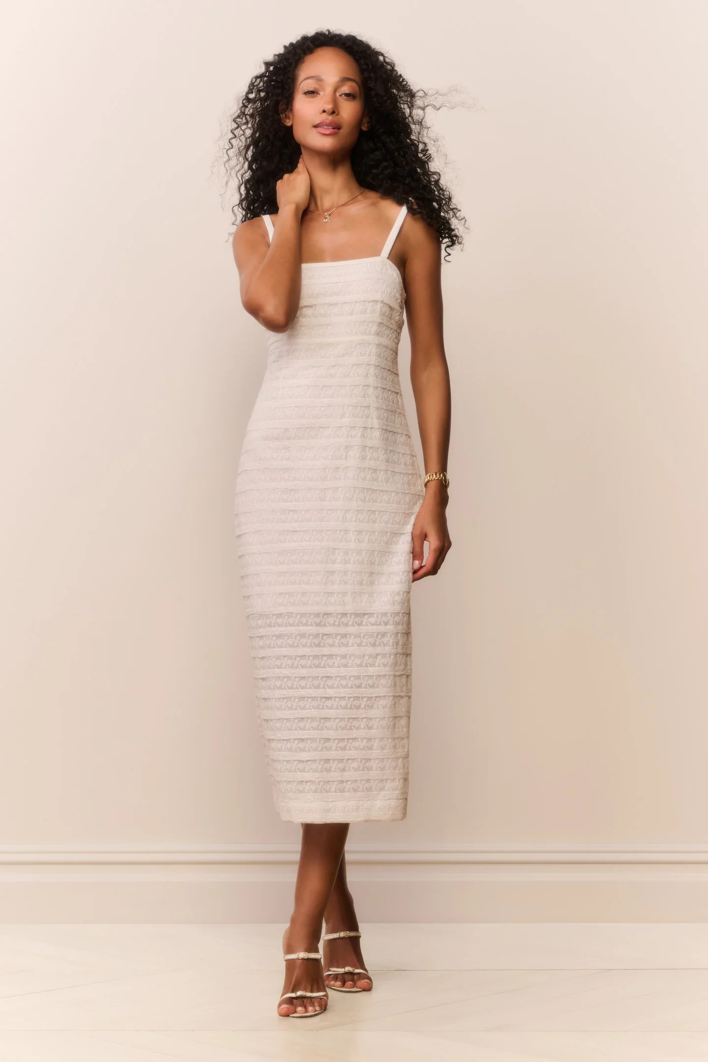 Verna Lace Stripe Midi Dress | LoveShackFancy