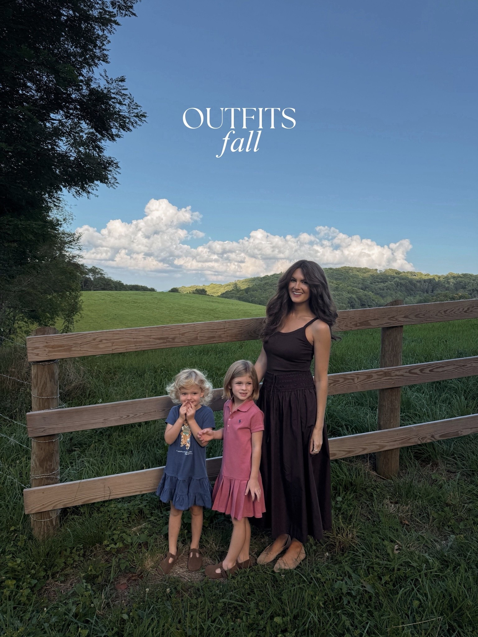 Fall family outfits 🤎 the girls dresses are so cute and cozy. I am wearing a skirt and tank top from Aritzia, my new favorite brand for basics. The quality is so good!! 

#LTKootd #LTKSeasonal #LTKmomlife
