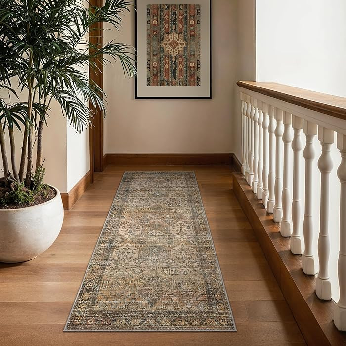 Bavni 2x5 Runner Rugs for Hallways Kitchen Entryway, Washable Runner Rug Vintage Distressed Print... | Amazon (CA)