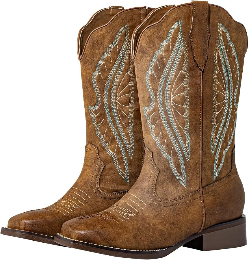 SheSole Extra Wide Calf Boots for Women - Classic Stitch Cowboy Boots with Hidden Stretch Panel &... | Amazon (US)