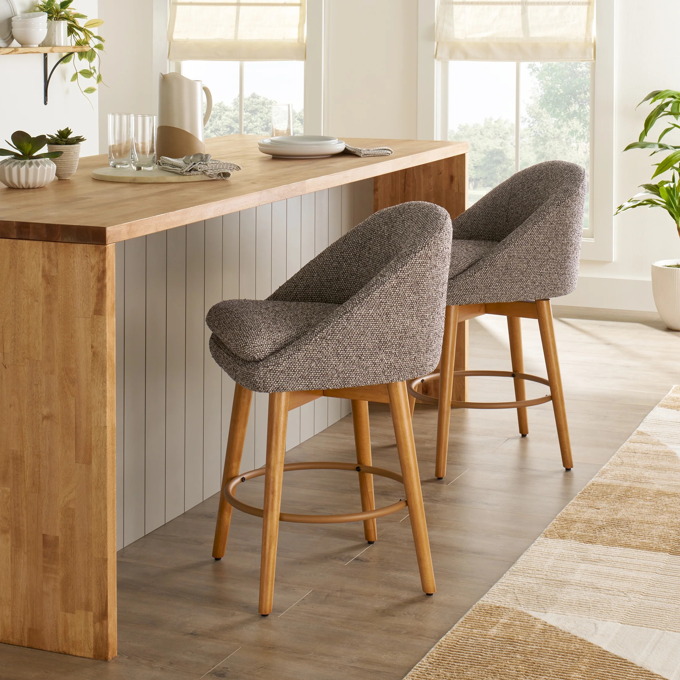 Better Homes & Gardens Mira Counter Stool 2 Pack, Truffle Brown and Light Honey | Walmart (US)