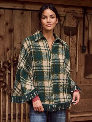 Palomino Poncho - Green Cream Plaid | Natural Life