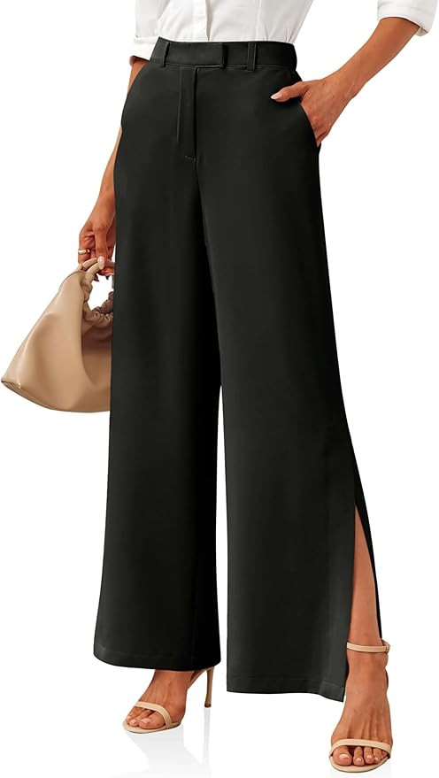 Cicy Bell Womens Side Split Dress Pants Elastic High Waisted Wide Leg Business Casual Trousers wi... | Amazon (US)