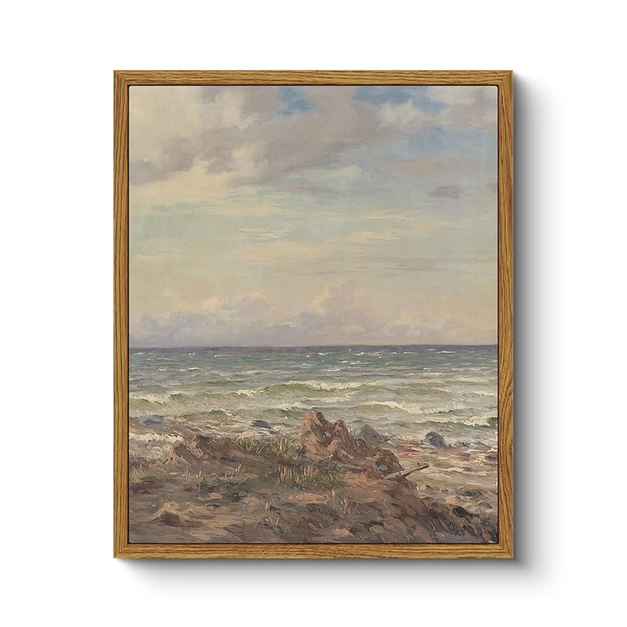 ARPEOTCY Vintage Framed Wall Art, Ocean Bathroom Decor, Beach Room Wall Decor Aesthetic, Canvas P... | Amazon (US)