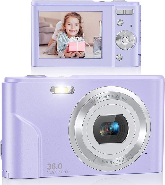 Digital Camera, Lecran FHD 1080P 36.0 Mega Pixels Vlogging Camera with 16X Digital Zoom, LCD Scre... | Amazon (US)