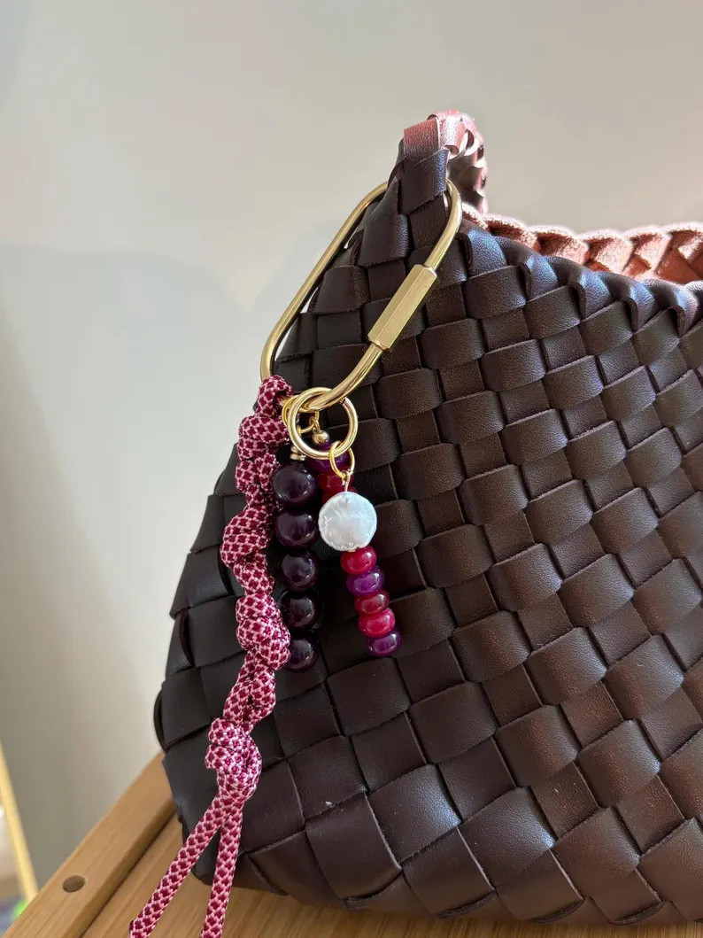 Bag Charm Keychains with Glass Beads + Pearl Charm, Gold Fixtures, and Paracord Accent | Handmade... | Etsy (US)