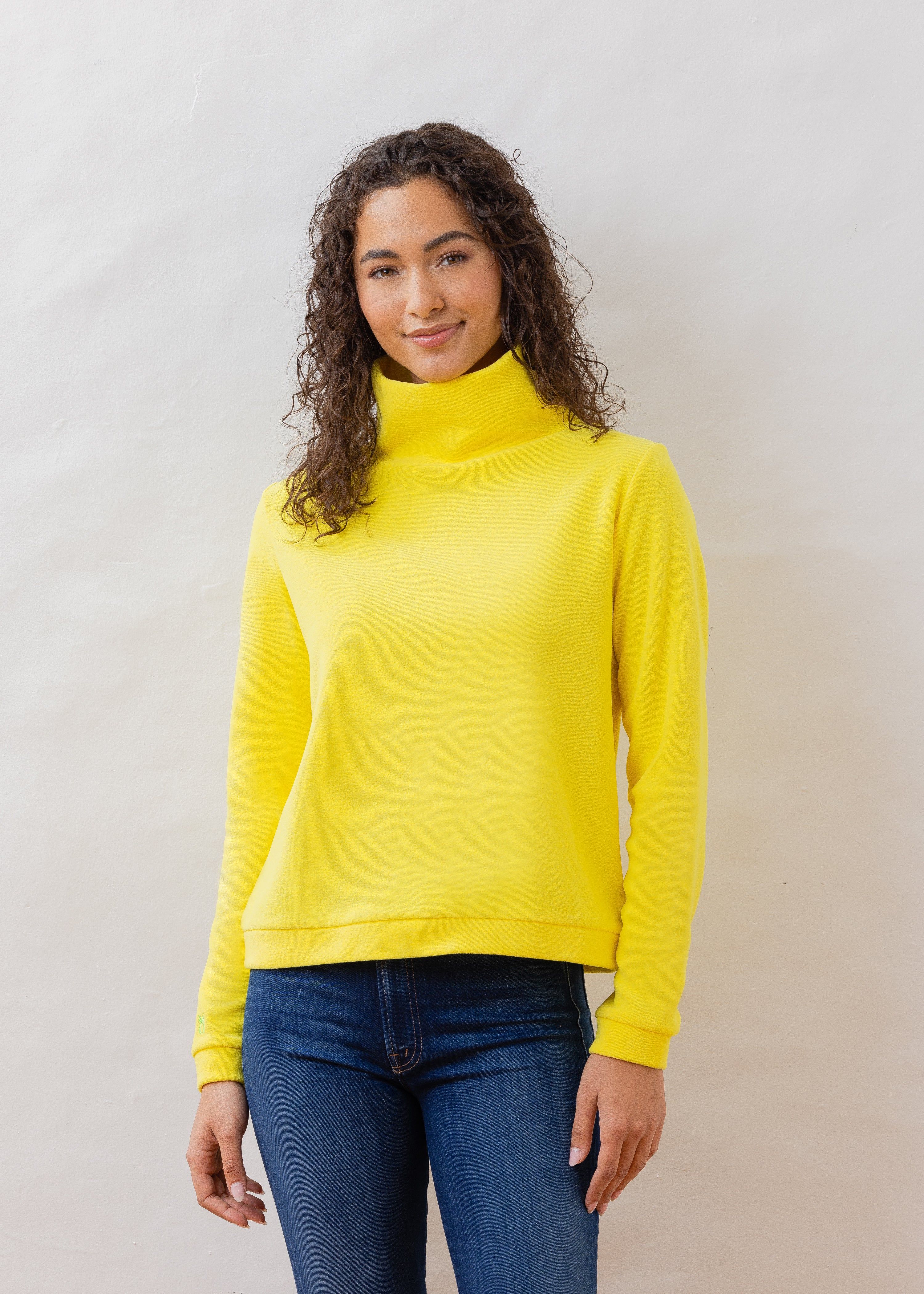 Park Slope Turtleneck in Terry Fleece (Sunshine) | Dudley Stephens