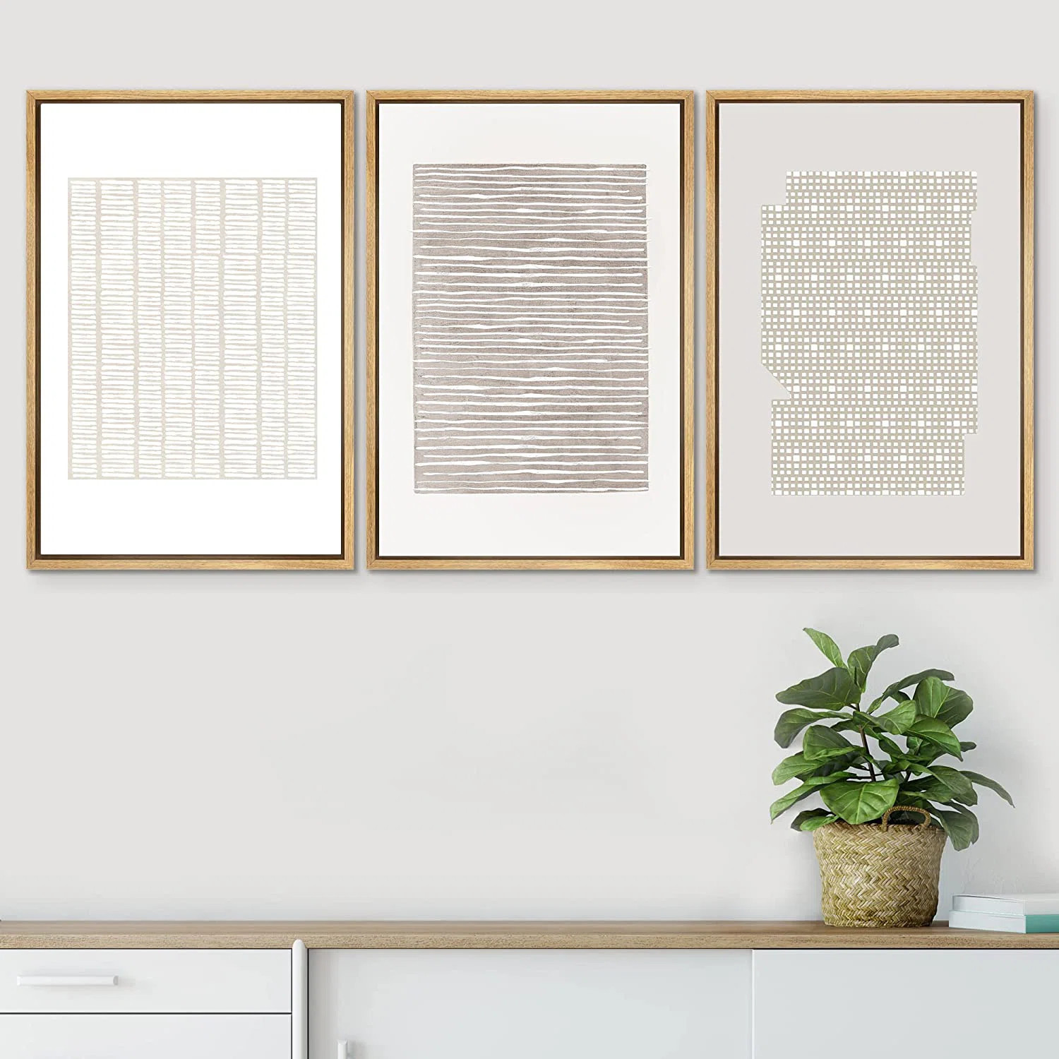 Geometric Subtle Abstract Modern Minimalist Neutral Home Decor - Framed Canvas Print Wall Art Wor... | Wayfair North America